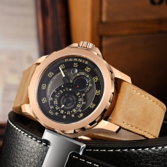 Rose Gold Cae, Brown Strap