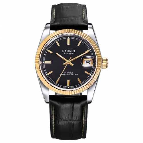 36mm Parnis Miyota Automatic Mens Watch Elegant Diamond Stainless Bracelet Wristwatch