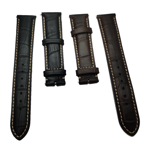 20mm Width Brown Black Leather Watch Strap Men's Original Wristwatch Leather Band