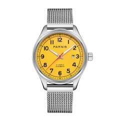 Yellow Dial ,Stainless Steel Strap
