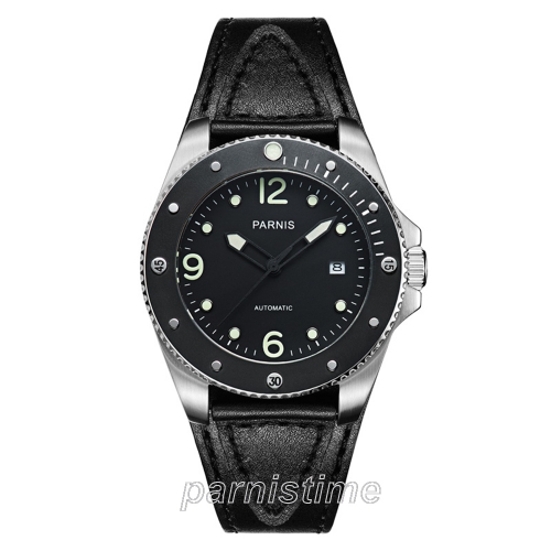 43mm Miyota Automatic Men's Watch Parnis Sapphire Luminous Marker Ceramic Bezel