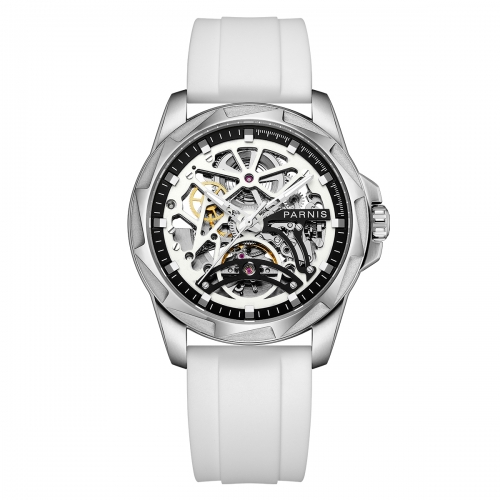 43mm Parnis 2022 新しいホローアウトダイヤルカモメ自動機械式腕時計