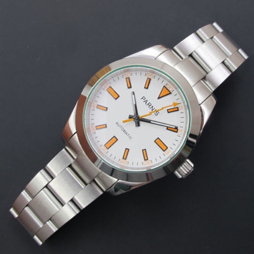 40mm Parnis Sapphire Crystal Automatic Movement Men's Casual Watch Orange Number