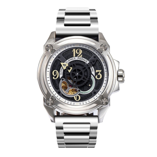 Parnis 44mm Skeleton Men Watch Luxury Brand Mechanical Watches Japan Mechanic Military Pilot Watch Rose Gold Black Silver