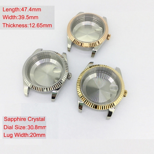 39.5mm Boîtier de montre en verre saphir Boîtier de montre-bracelet pour mouvement 8215/2813