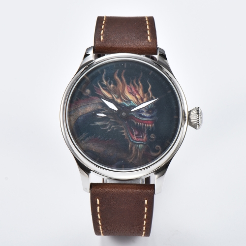 44mm Parnis Hand Winding Mens Classic Dragon Dial Wrist Watch