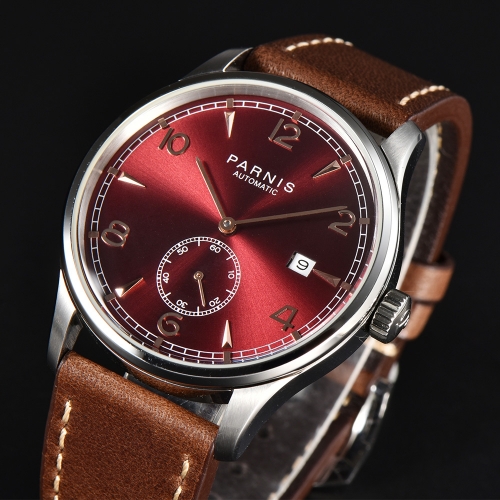 41.5mm Parnis Automatic Movement Men's Boys Guy Casual Wristwatch Leather Strap