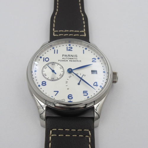 43mm Parnis Power Reserve Automatikwerk Mechanische Herrenuhr Kleine Sekunde