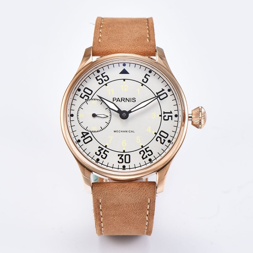 44mm Parnis Hand Winding Men's Mechanical Pilot Watch Luminous No. Small Second