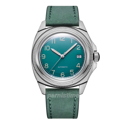 Parnis nuevo reloj mecánico automático japonés nh35 de 41 mm correa de cuero para hombres