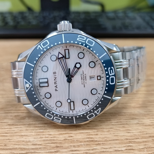 42mm Parnis Новое поступление Miyota8215 автоматические механические мужские наручные часы