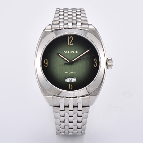 Parnis 42mm Silver Case Mechanical Men Watch Sapphire Glass Movement Automatic Men Wristwatch