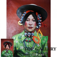 Tibetan girl , oil painting , hand made piece