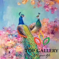 peacock oil painting , impressionist peacock painting , Chinese peacock painting