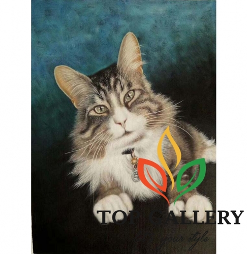 cat portrait ,pet portrait painted on canvas , Chinese custom pet portrait , Chinese oil on canvas , art supplier