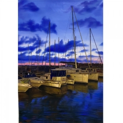 harbour painting , Realistic seascape art, photo to canvas , customized seascape art