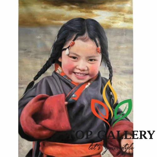 Tibetan girl's portrait , Contemporary art, modern contemporary portrait