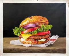 hamburger painting , hamburger canvas art,hamburger on canvas , hamburger artwork