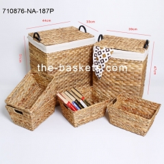 Rectangular water hyacinth laundry hamper