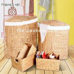 Corner water hyacinth laundry hamper