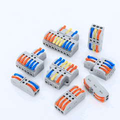 Spring lever terminal block electric cable wire connector