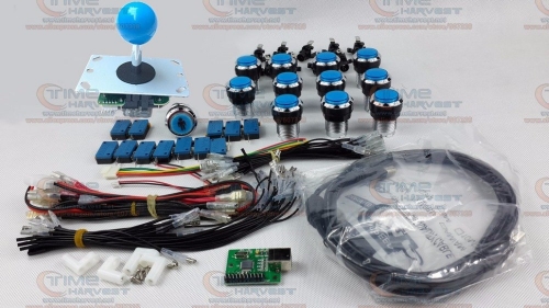 Arcade parts Bundles kit With 5 pins 8 way Joystick Chrome button 1 player PC PS3 USB Encoder Adapter To Build Up Arcade Machine