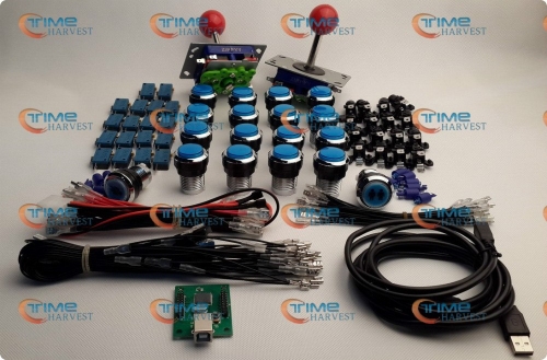 Arcade parts Bundles kit With Joystick,chrome Pushbutton,Microswitch,2 player USB to Jamma Build Up Arcade Machine By Yourself