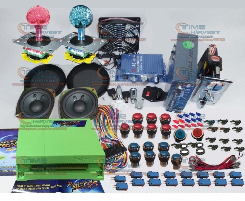 Arcade parts Bundles kit With 815 in 1 Pandora's Box 4S LED joystick Silver illuminated button Microswitch Jamma Harness Fan Net