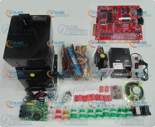 Solt game kits with XXL 15 in 1 PCB, hopper, power coin mech, buttons, Wiring etc for casino slot game machine same as the photo