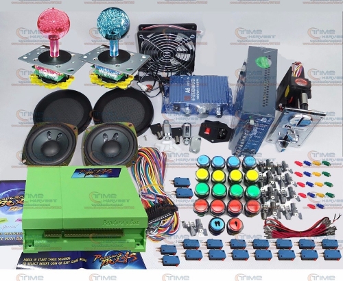 Arcade parts Bundles kit With 815 in 1 Pandora's Box 4S LED joystick and black surround illuminated button Jamma Harness Fan Net