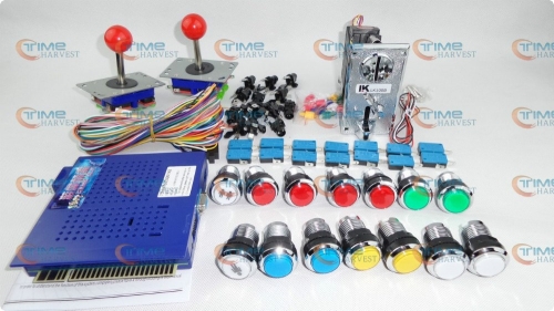 Arcade parts Bundles kit With Coin Acceptor Joystick Microswitches Illuminated Player Button To Build Up Arcade Cabinet Machine