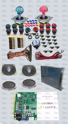 Arcade parts Bundles kit Pandora's Box 4S + plus  illuminated Joystick Silver illuminated buttons Jamma Harness Power supply LED
