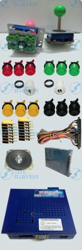 Arcade parts Bundles With 412 in1 PCB,16A Power Supply,L Joystick,Push button,Microswitch,Harness,Speaker for Arcade Machine