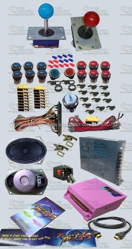 Arcade parts Bundles kit With 815 in 1 Pandora's Box 4S Long shaft Joystick Chrome illuminated button Oval speaker Jamma Harness