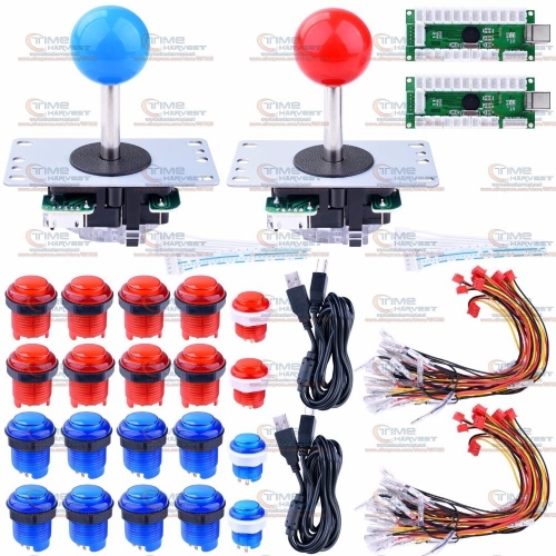 DIY arcade joystick handle set kit with 5pin Joystick LED function Zero Delay USB Encoder 5V LED buttons parts for PC game plate