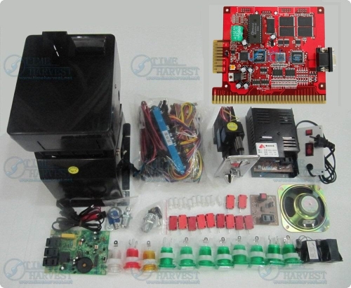 1 set Solt game kit Include The 6X PCB Coinhopper coin acceptor buttons harness . etc same as the photo for casino game machine
