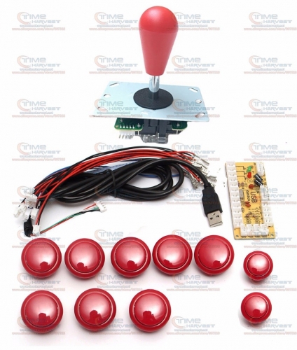 DIY arcade joystick handle set kits with 8 Way Joystick Push buttons Zero Delay USB adapter to PC joystick button encoder plate