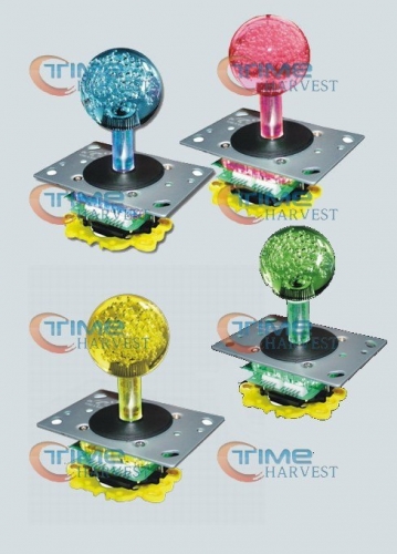4 pcs Newest Arcade LED Joystick with 45mm Crystal Babble ball top 4 colors Illuminated LED Joystick with 8 way 4 way restrictor