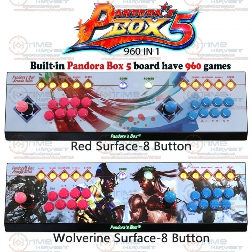 Pandora box 5 Zero delay 960 in 1 game console 8 buttons Version PC PS3 TV arcade joystick USB controller with LED Menu Button