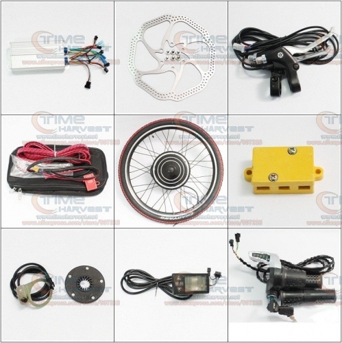 DIY Electric mountain bike Strong Brushless Gearless Hub Motor 24V 500W Front Wheel Electric Bike Conversion Kits with LCD meter