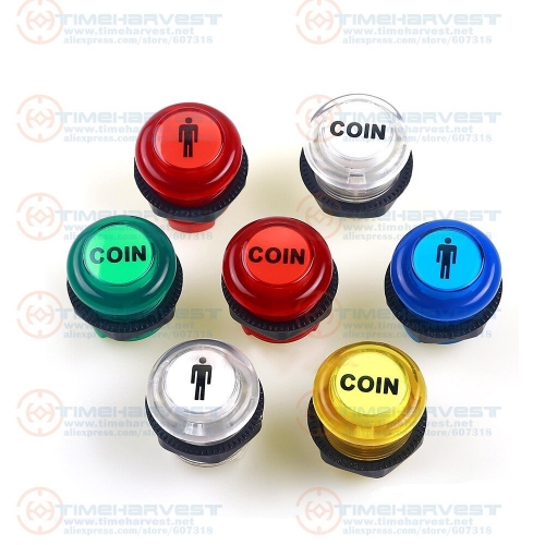 10 pcs 30mm Arcade LED Push Button Built-in Switch 5V Illuminated Buttons Automatic Discoloration for Arcade game Joystick parts