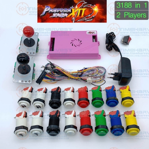 3188 in 1 Pandor Saga Box 12 DIY Arcade Kit game board 8 way joystick & American Style Push Button for 2 Playes Arcade Machine