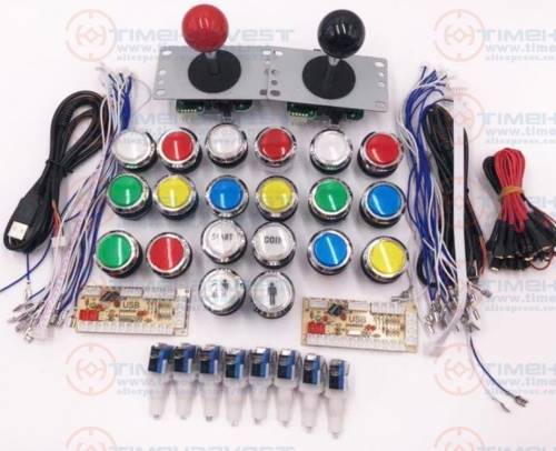 Arcade parts Bundles kit With American button or Chrome LED button Zero Delay USB Encoder good Joystick Build Up Arcade Console