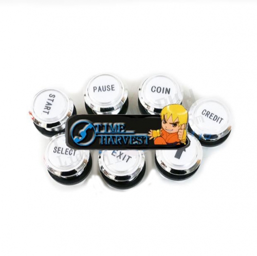 10pcs COIN 1 Player 2 players START button white 12V 33mm LED Light Illuminated button arcade clear Push Button With Micro Switch led