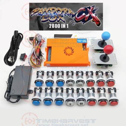 2 Player Original Pan-dora Box CX 2800 Kit with Copy SANWA Joystick,Chrome LED Push Button DIY Arcade Machine Home Game Cabinet