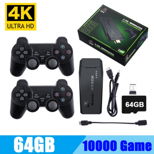 New Arrival Wireless Video Game Console 4K HD Display on TV Projector Monitor Classic Retro 64GB 10000 Games Double Controller