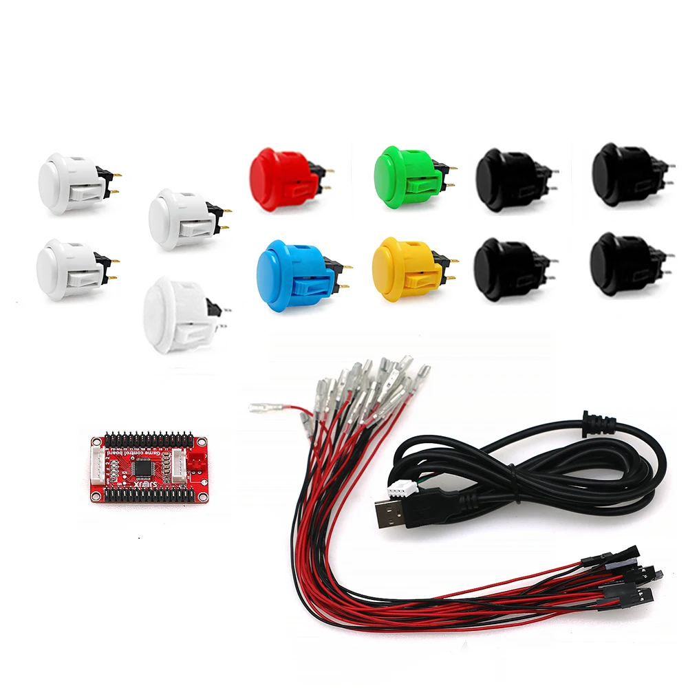 Arcade Game DIY Kit With Original Sanwa OBSF-24 Push Button Hitbox Style PC Zero Delay USB Encoder and Cable for Game Controller