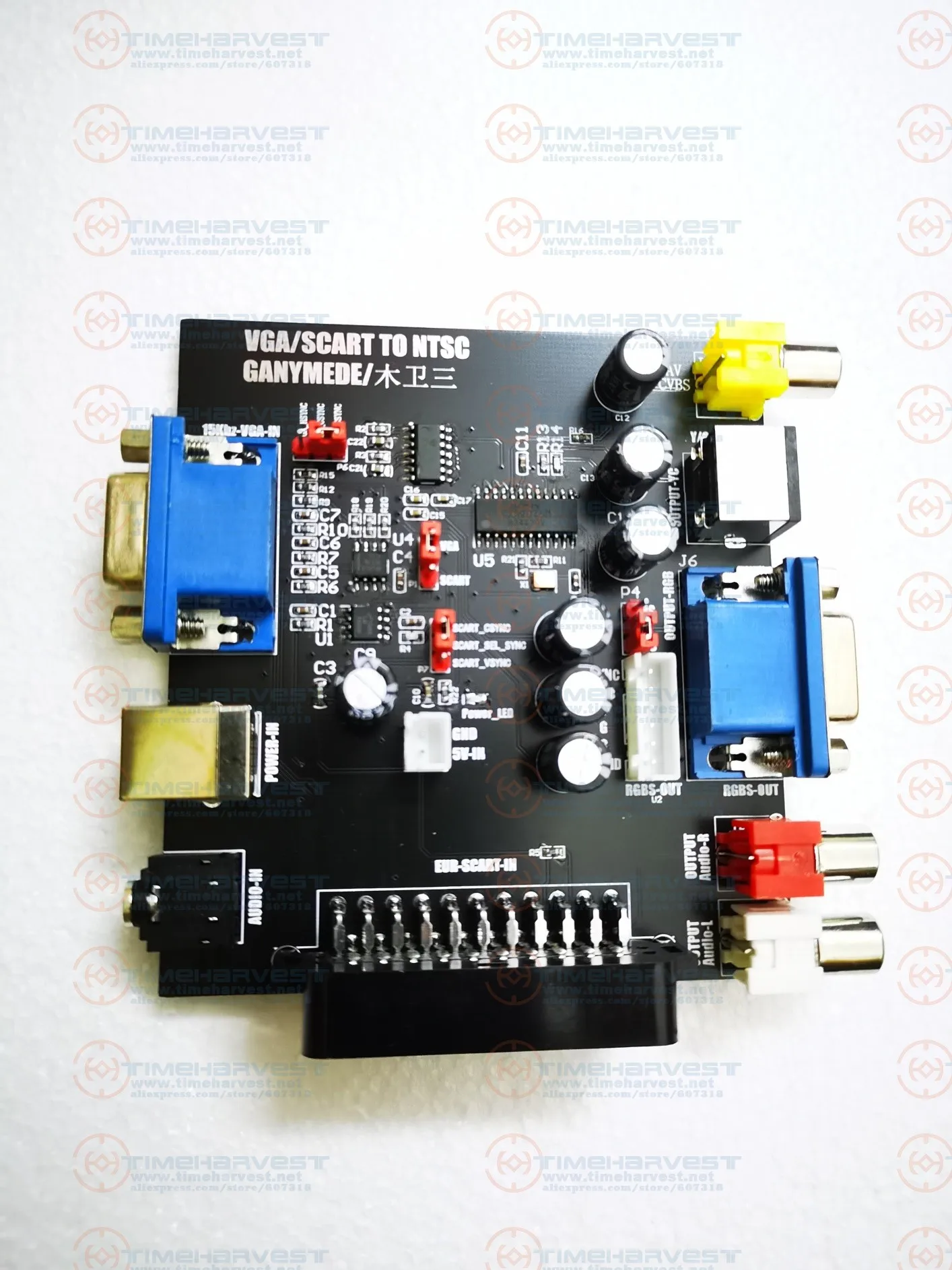 SCART Input / 15P 15Khz RGBS VGA Input to NTSC S-Video output / AV output Video Signal Converter / SCART to AV converting PCB