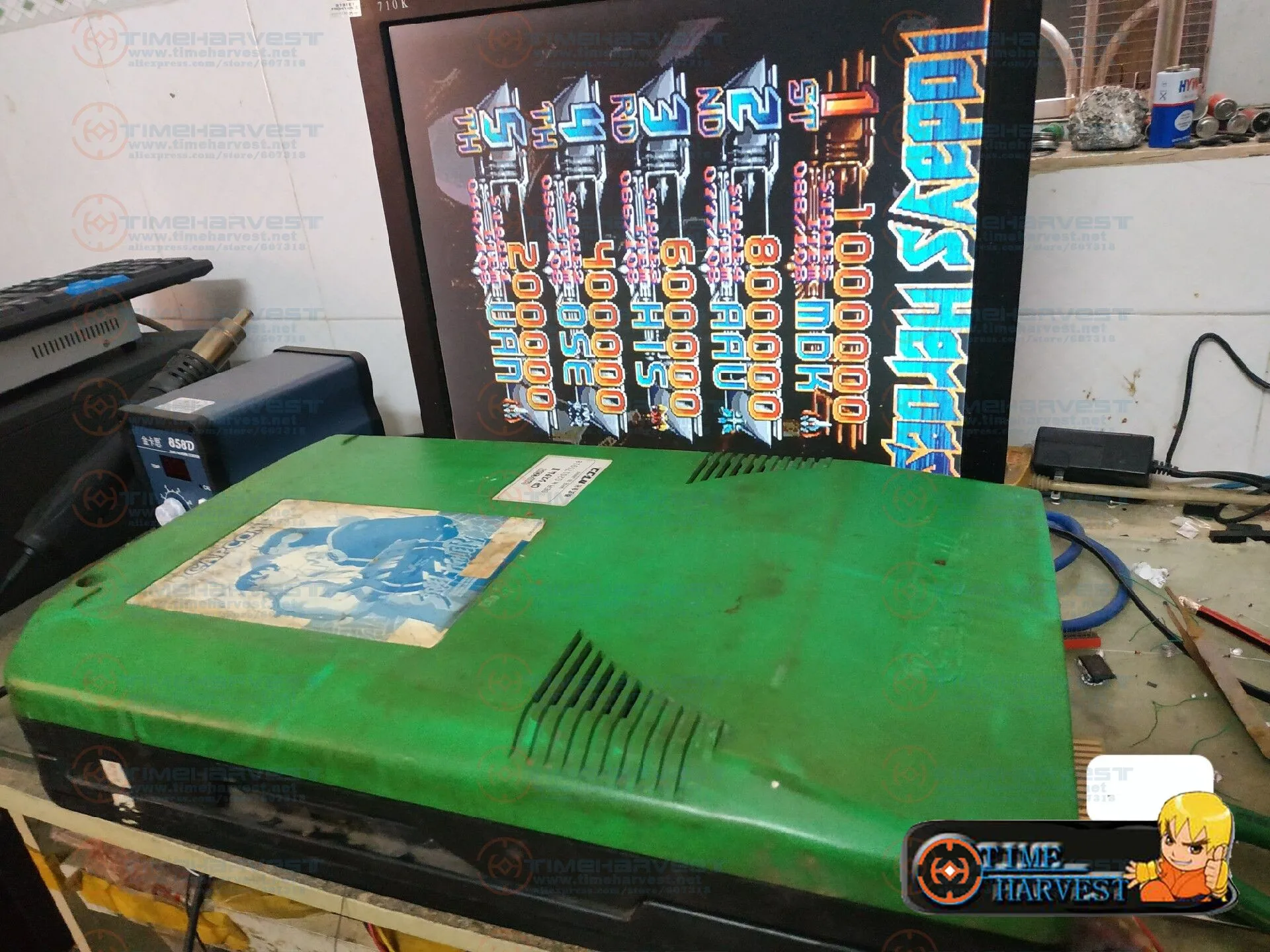 Second-hand modified CPS2 PCB Arcade Multi Games 32 in 1 CPS2 Motherboard with Case Street Figher 19xx 1944 Dragon and dungeon