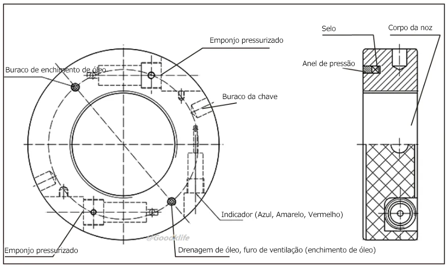 A composição da porca hidráulica por Allen Key
